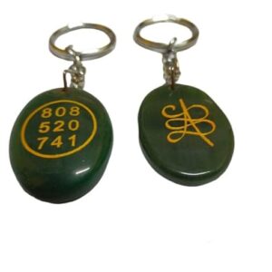 Green Jade Crystal Stone Money Switch Word Zibu Symbol Key Chain