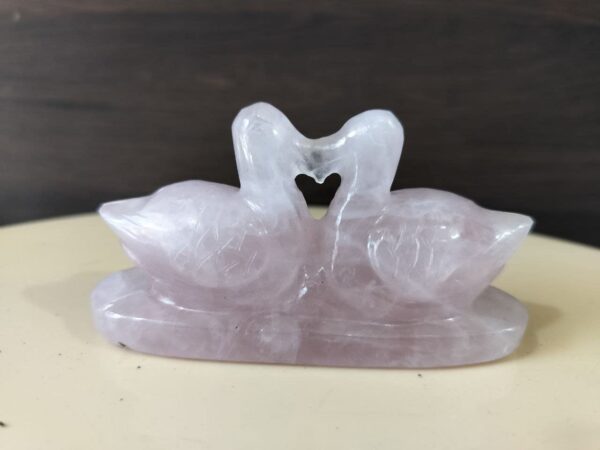 Natural Rose Quartz Love Duck Pair