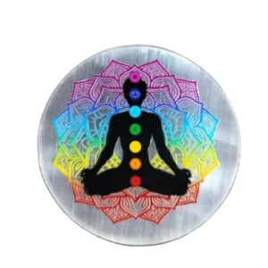 Selenite 3D Carving 7 Chakra Plate