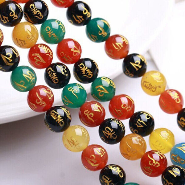 Multi Colors Om Mani Beads 8mm - Image 2