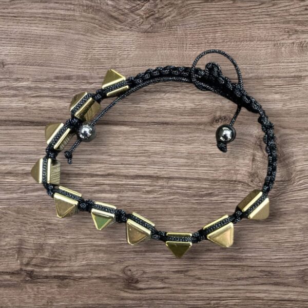 Golden Hematite Pyramid Thread Bracelet