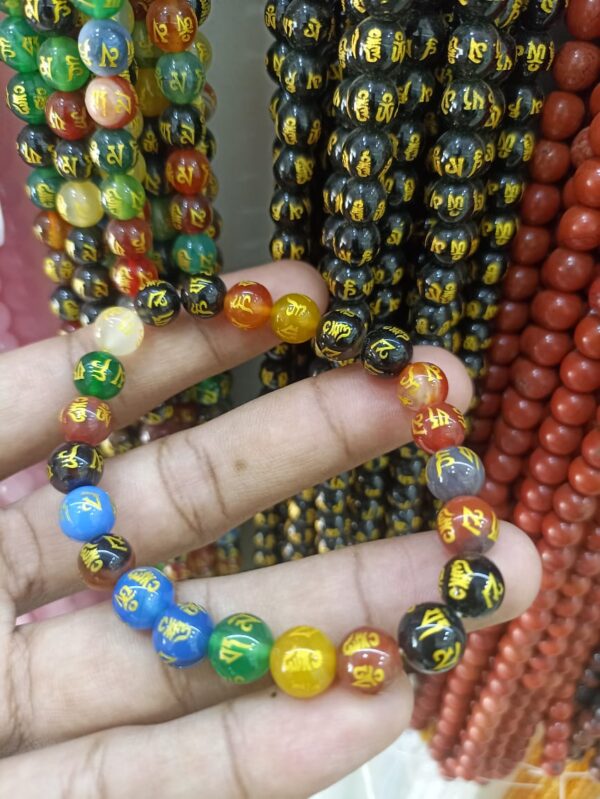 Om Mani Padma Multicolour Bracelet 8mm - Image 2