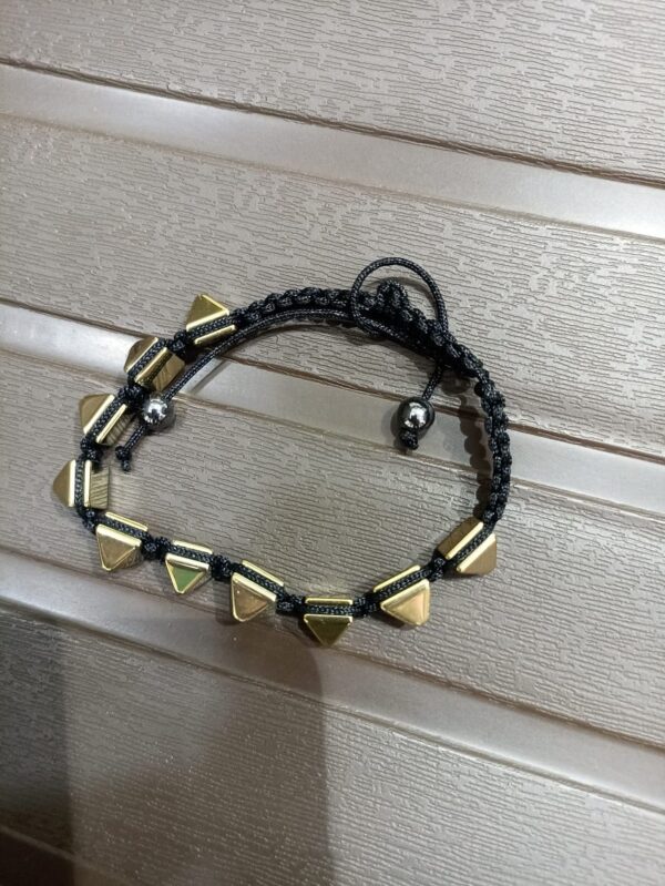 Golden Hematite Pyramid Thread Bracelet - Image 2