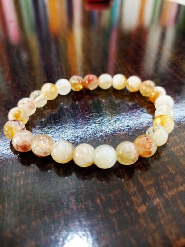 Silver Citrine Original Round Gemstone Bracelet (8mm) - Image 3