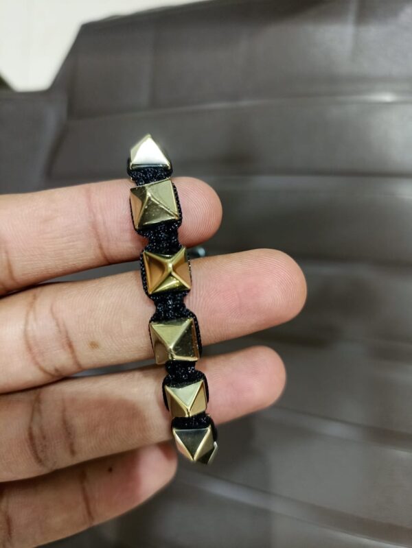 Golden Hematite Pyramid Thread Bracelet - Image 3