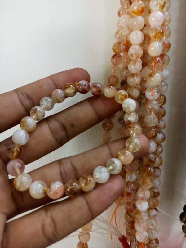 Silver Citrine Original Round Gemstone Bracelet (8mm) - Image 2