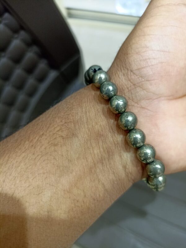 Pyrite Original Natural Stretchable Bracelet | Round Gemstone Bracelet (8mm) - Image 2