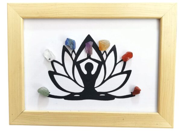 Shiavalaya Gems Crystal Chakras Healing Crystal Frame | Seven Chakras for Home Trading and Other Artwork (Yoga and Seven Chakras Picture Frame)