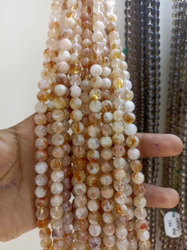 Original Citrine Round Beads String | Silver Citrine Original(Natural) (6mm) - Image 2