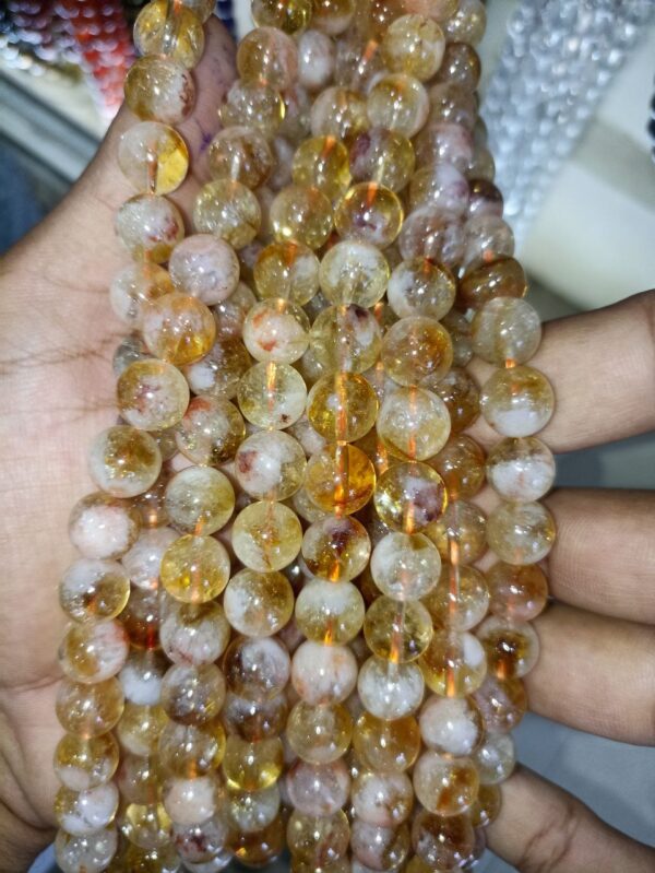 Original Citrine Round Beads String | Silver Citrine Original(Natural) (10mm) - Image 2