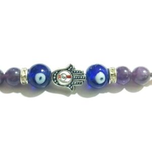 Agate Stone Amethyst, Hamsa Hand and Evil Eye Rakhi