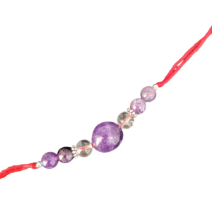 Natural Amethyst Round Shape Stone Rakhi | Agate Rakhi