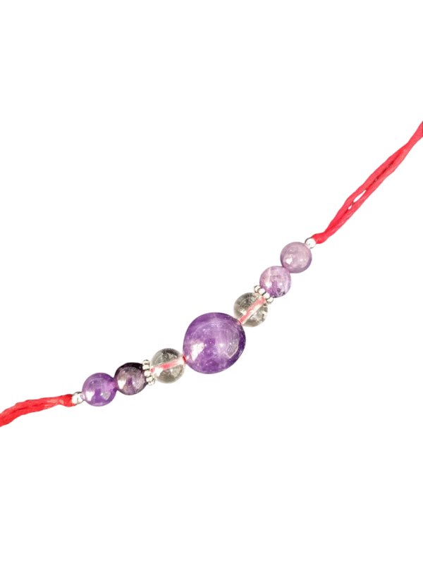 Natural Amethyst Round Shape Stone Rakhi | Agate Rakhi