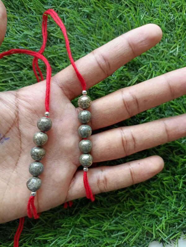 Natural Pyrite Stone Beads Rakhi - Image 4