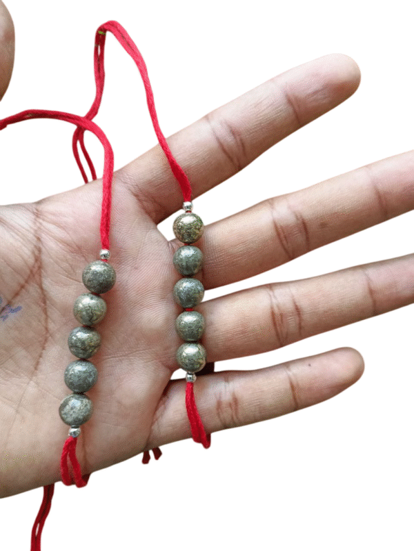 Natural Pyrite Stone Beads Rakhi - Image 2