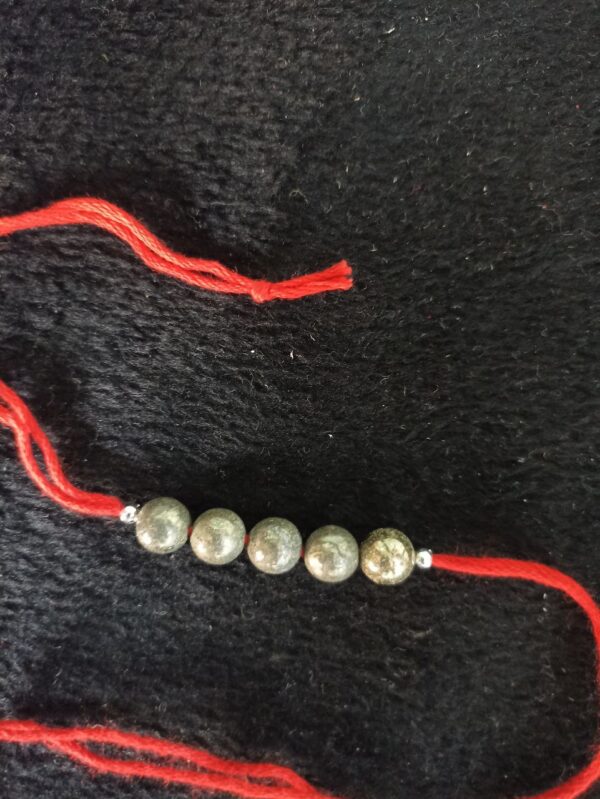 Natural Pyrite Stone Beads Rakhi - Image 3