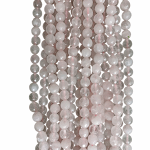 Original Rose Quartz Round Beads String | Rose Quartz Original (Natural) (8mm Diamond Cut Faceted)
