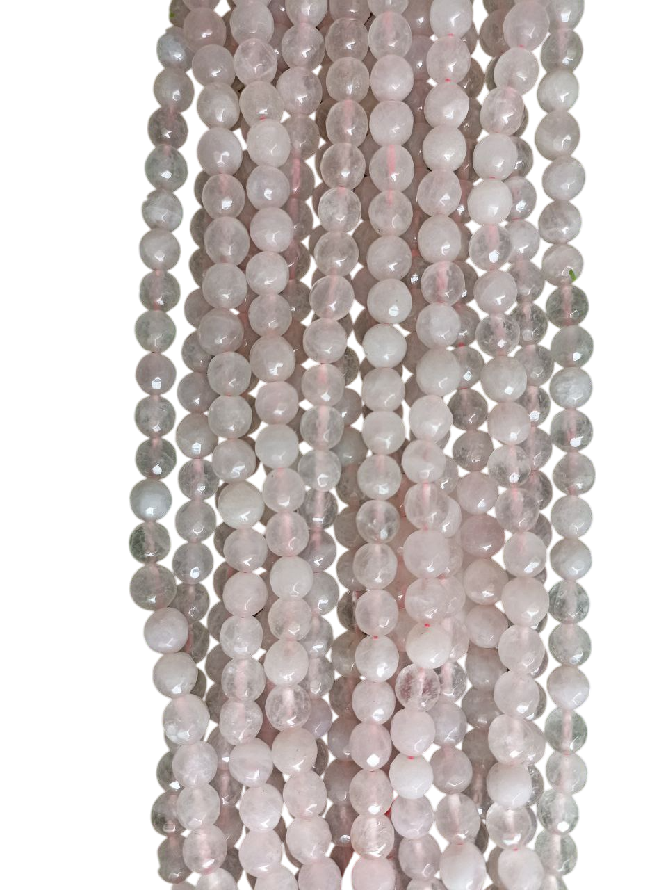 Original Rose Quartz Round Beads String | Rose Quartz Original (Natural) (8mm Diamond Cut Faceted)
