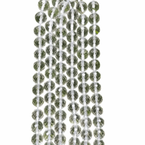 Original Clear Quartz Crystal Round Beads String | Clear Quartz Crystal Original (Natural) (Diamond Cut Faceted 8mm)