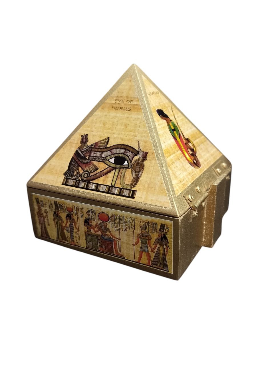 Wooden Egyptian Wish Box Symbol Pyramid | Egyptian Fengshui Wish Box with Mirror Inside 4 Inch - Image 2