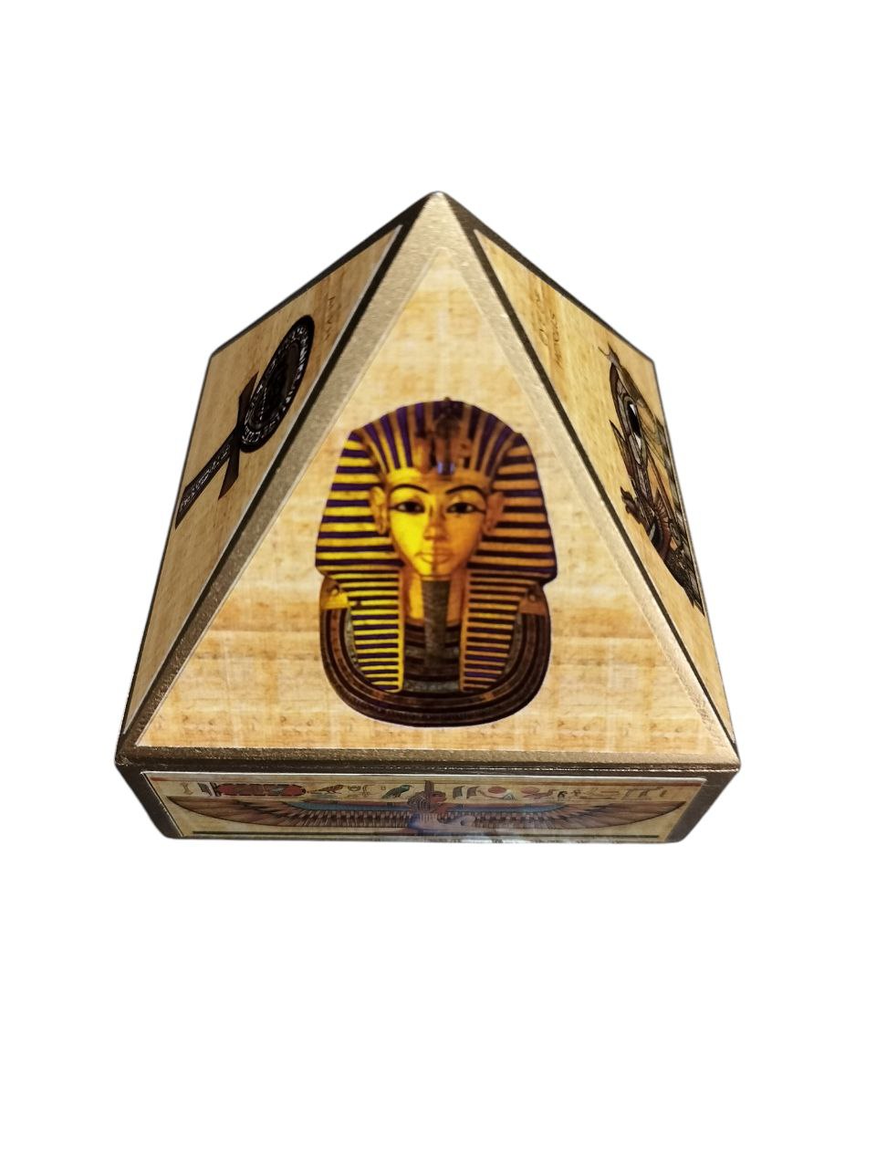 Wooden Egyptian Wish Box Symbol Pyramid | Egyptian Fengshui Wish Box with Mirror Inside 4 Inch - Image 3