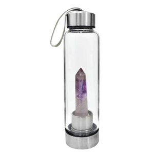 Shivalaya Amethyst Crystal Water Bottle, 500ml, Crystal Infused, Reusable, Yoga, School