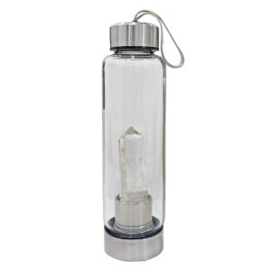 Clear Quartz Crystal Water Bottle For Healing, Crystal Elixir Water Bottle