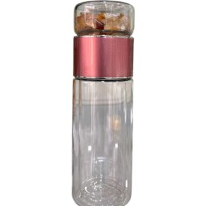 Citrine Crystal Double Wall Glass Water Bottle | Natural Citrine Stone Infuser Bottle | Leakproof Glass Bottle for Daily Use (21 cm x 6.5 cm)