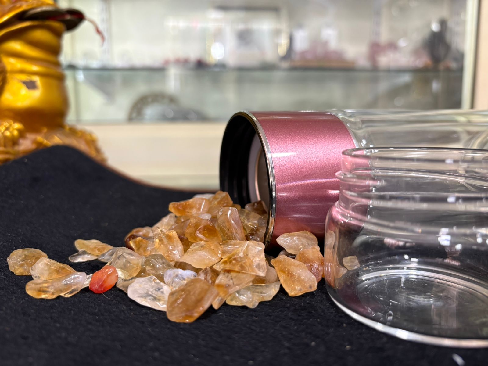 Citrine Crystal Double Wall Glass Water Bottle | Natural Citrine Stone Infuser Bottle | Leakproof Glass Bottle for Daily Use (21 cm x 6.5 cm) - Image 3