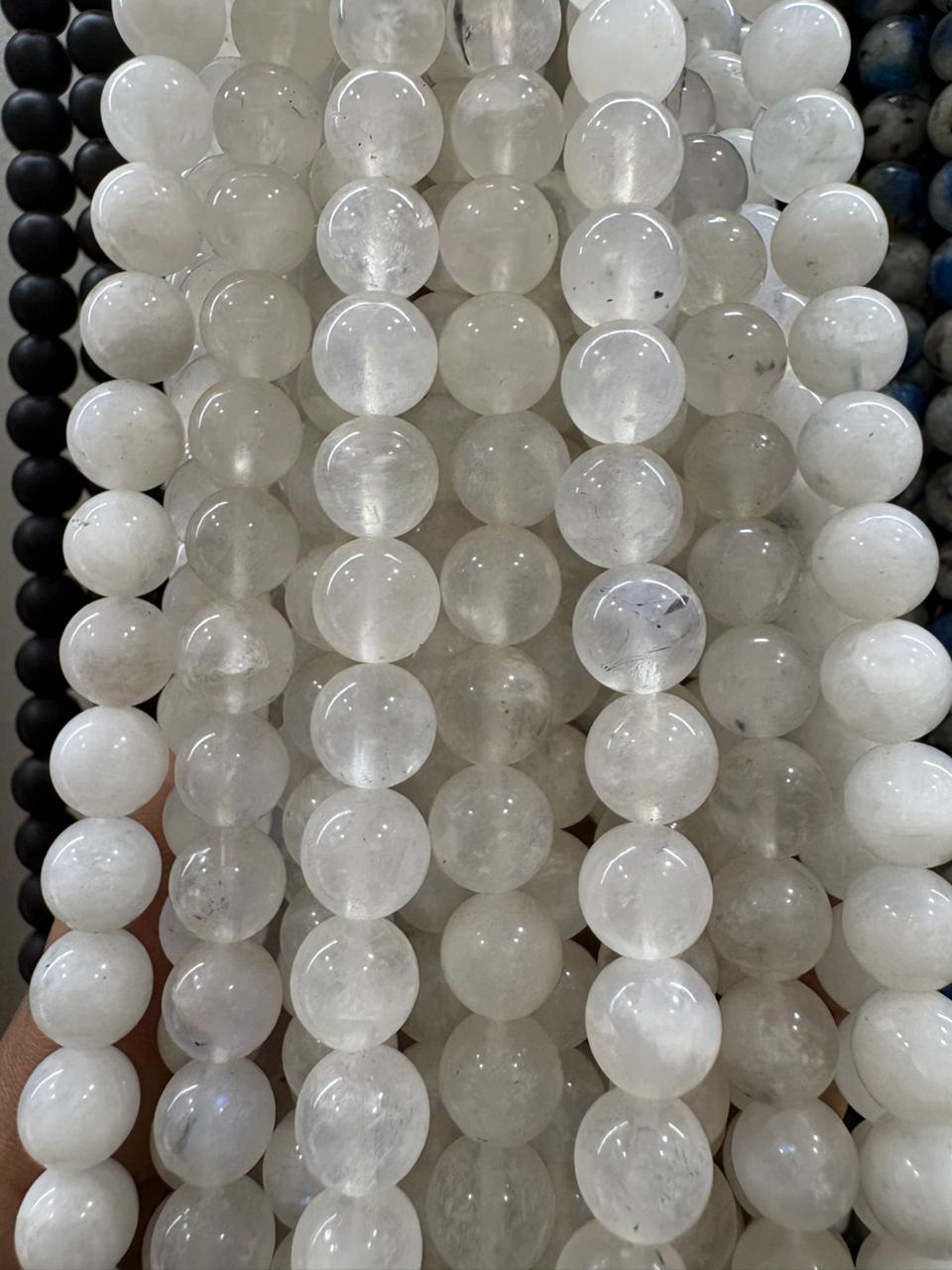 Rainbow Moon Stone Gemstone Round Beads for Jewelry Making 8mm - Image 2